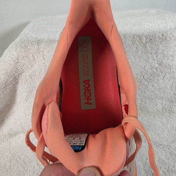 Hoka One One Clifton 8 Orange & Cream Lace-up Women's Running Shoes Size 10B - Picture 13 of 15